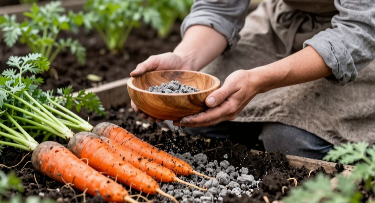 1 стакан на сотку в перекопку — и морковь вырастает ровная, как струна: ни гнили, ни трещин