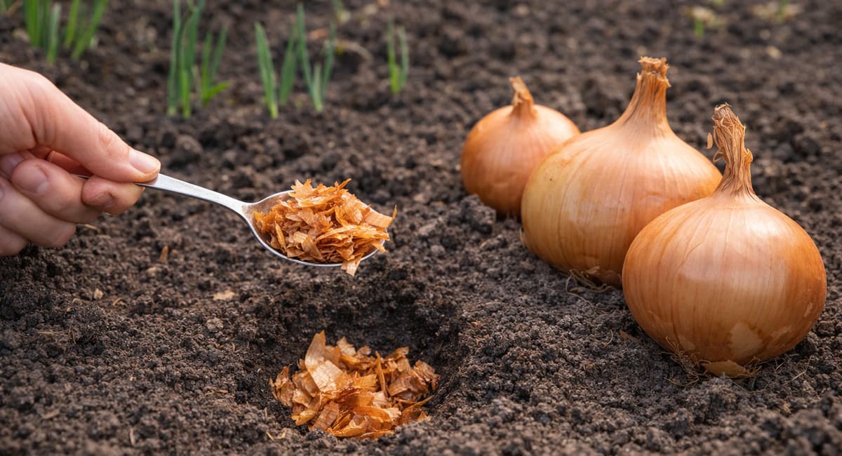 1 ложка в лунку при посадке лука — и луковицы крупнее кулака: хранятся до нового урожая