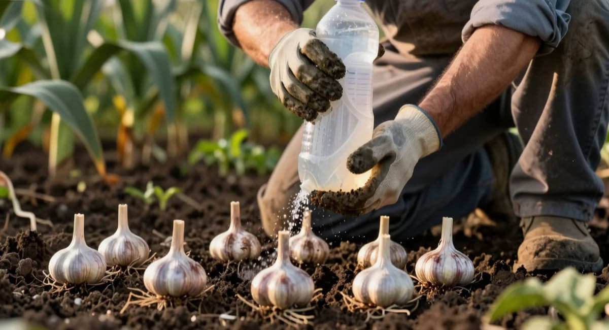 2 горсти под чеснок в апреле — и головки вырастают размером с ладонь: дольки плотные, острые