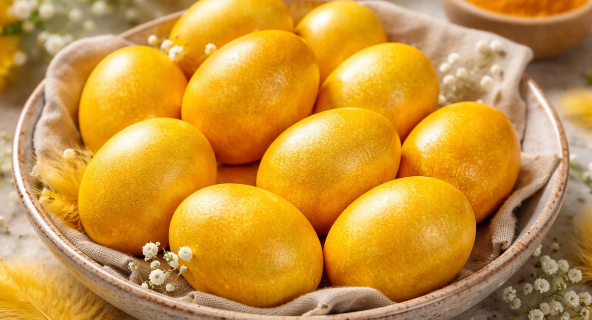 Перестала покупать пищевые красители: добавляю в воду этот листочек — и яйца становятся золотистыми за 5 минут