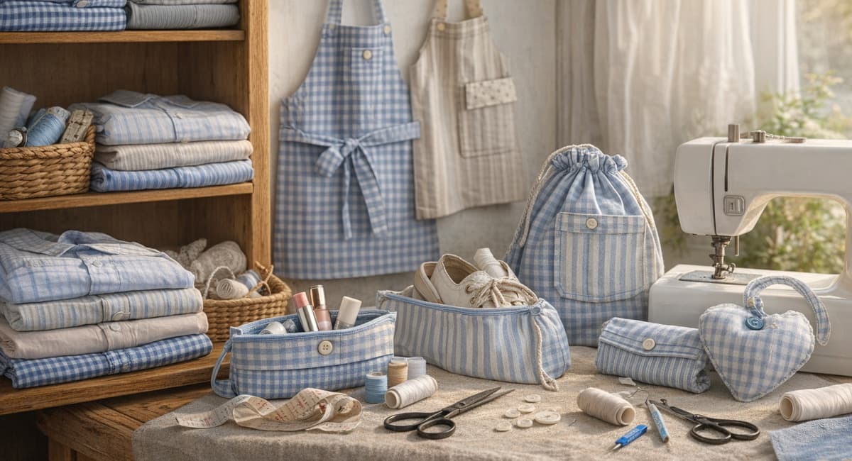 Старые рубашки мужа превращаю в фартуки и косметички: 7 простых выкроек — даже без оверлока